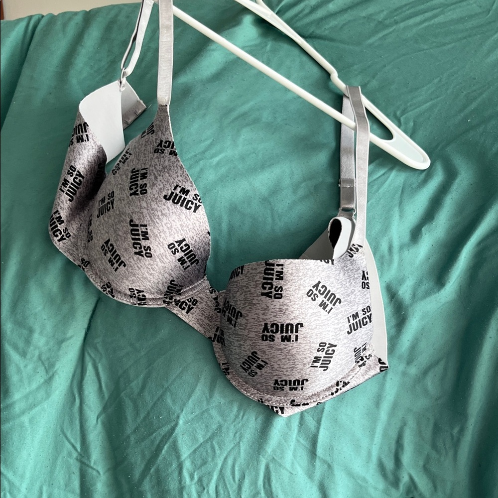 Juicy Couture Gray Logo Print T-Shirt Bra
